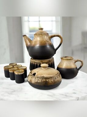 Vintage Gotek Colonia Tovar Venezuela 12 Pc Tea Coffee Set Warmer Signed Rare